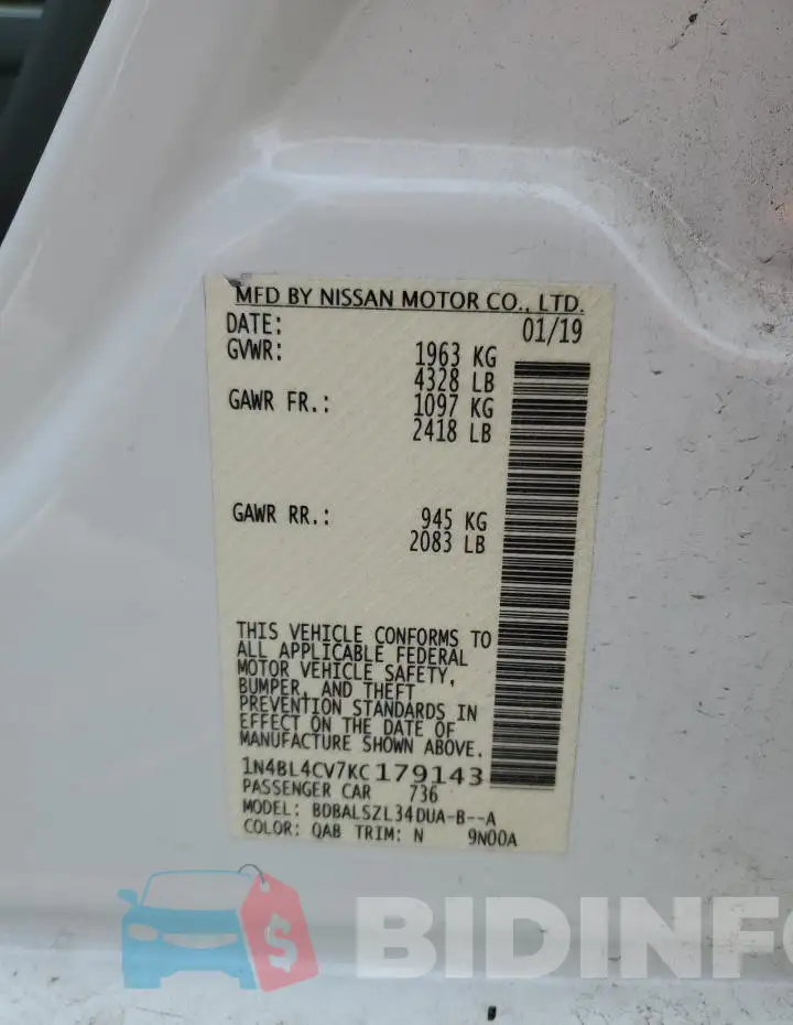 1N4BL4CV7KC179143 Photo# 13
