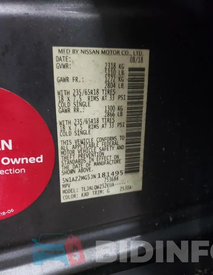 5N1AZ2MG5JN181495 Photo# 12