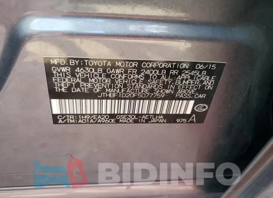 JTHBF1D20F5077759 Photo# 12