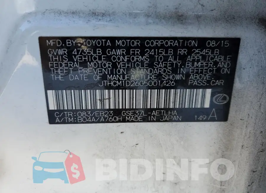 JTHCM1D26G5001426 Photo# 12