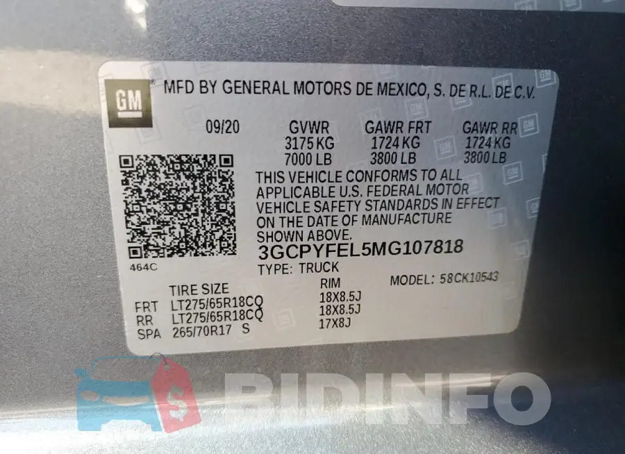 3GCPYFEL5MG107818 Photo# 12