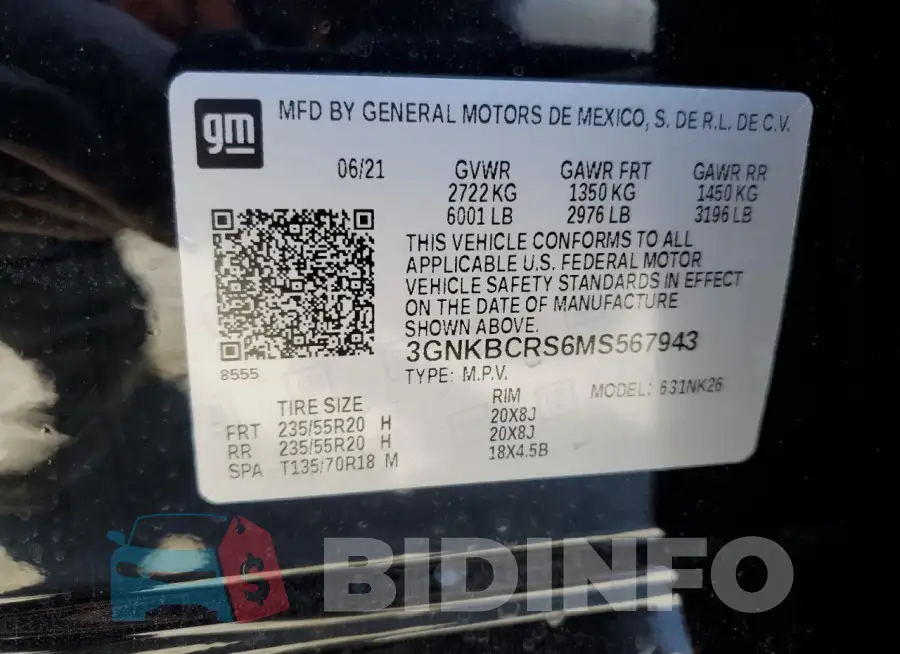 3GNKBCRS6MS567943 Photo# 14