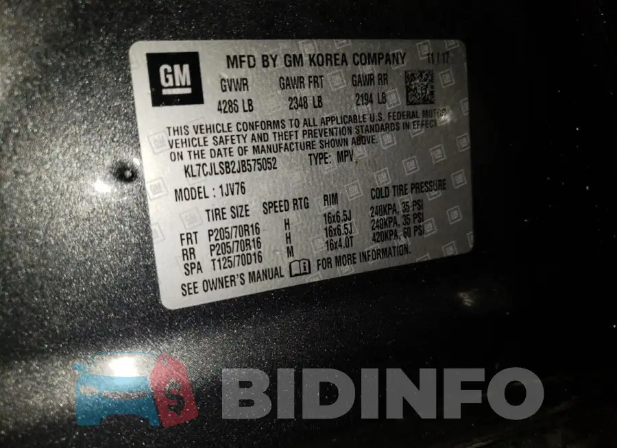 KL7CJLSB2JB575052 Photo# 12