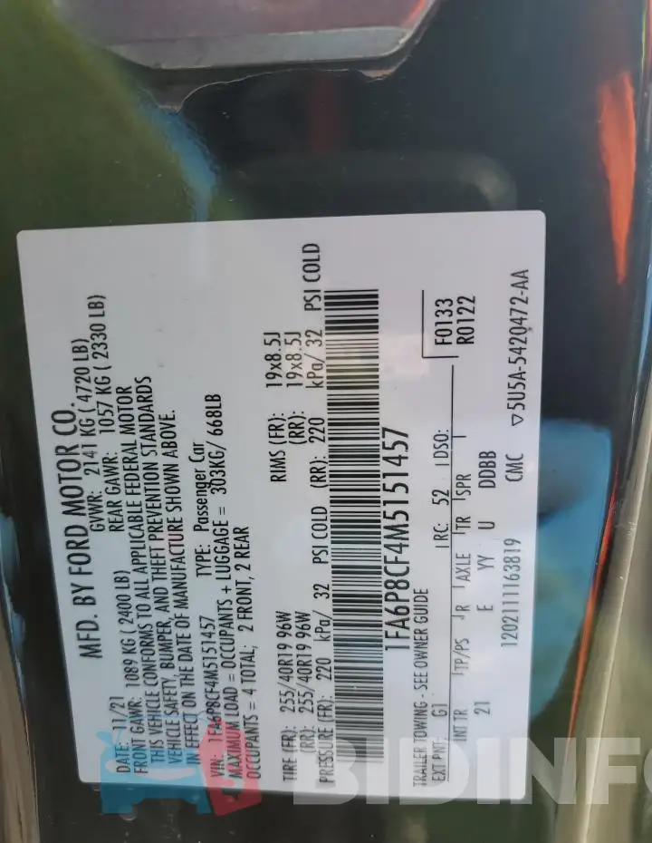 1FA6P8CF4M5151457 Photo# 13