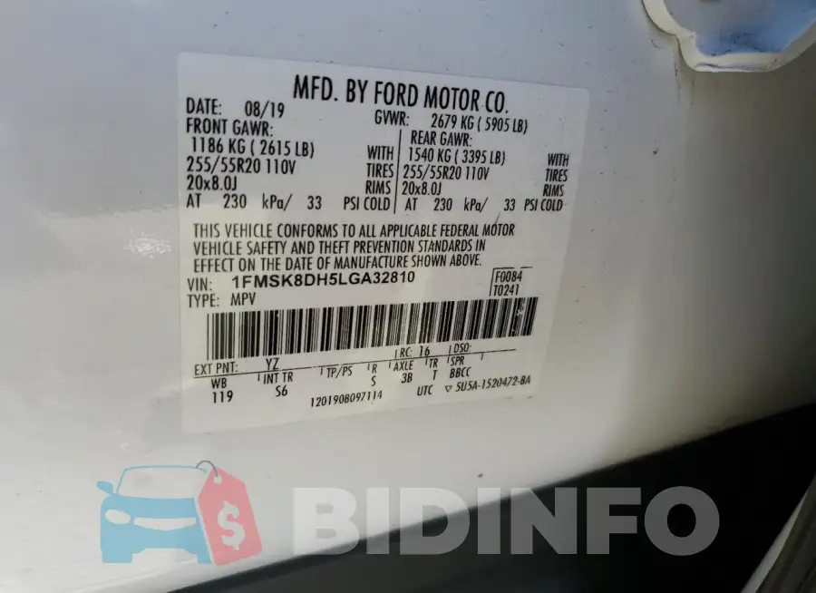 1FMSK8DH5LGA32810 Photo# 13