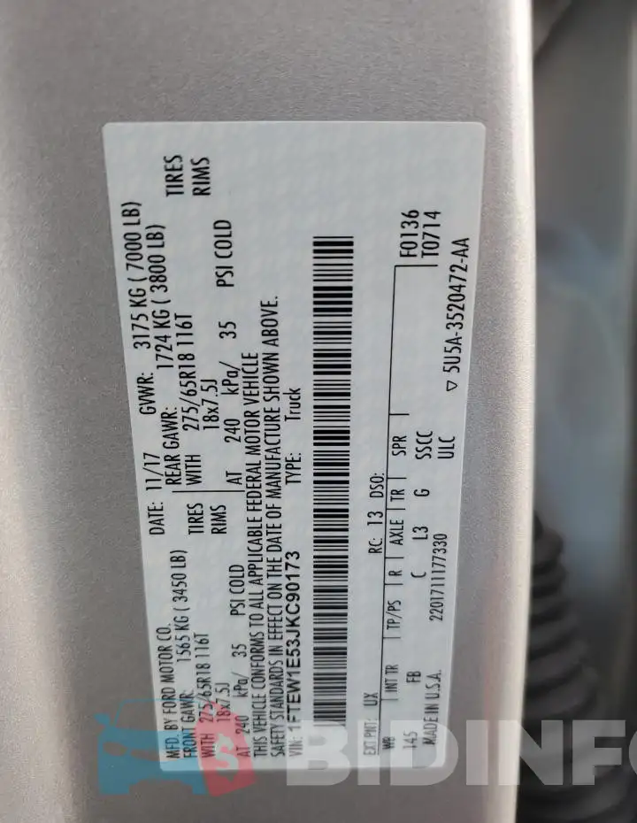 1FTEW1E53JKC90173 Photo# 13