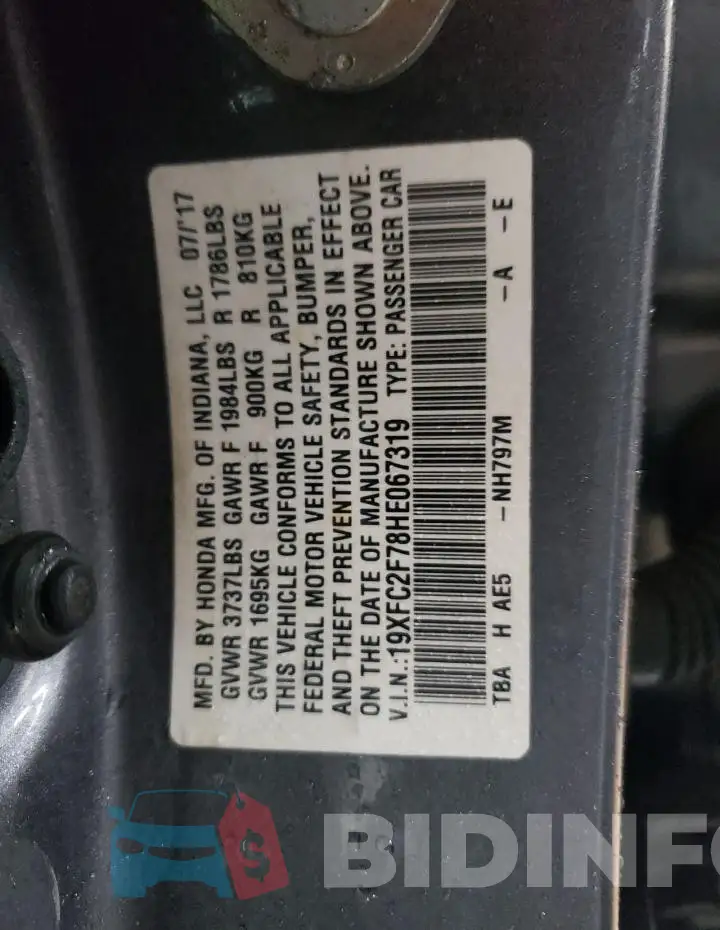 19XFC2F78HE067319 Photo# 12