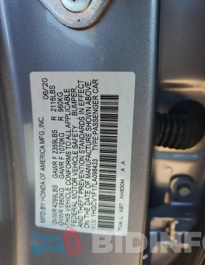 1HGCV1F17LA098433 Photo# 12