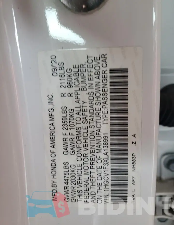 1HGCV1F3XLA138991 Photo# 12