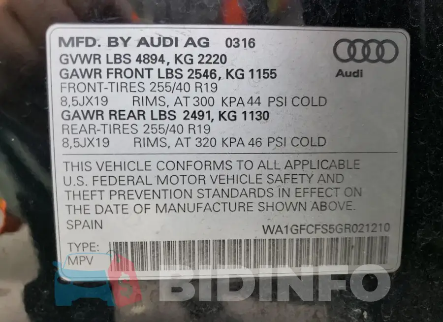 WA1GFCFS5GR021210 Photo# 12