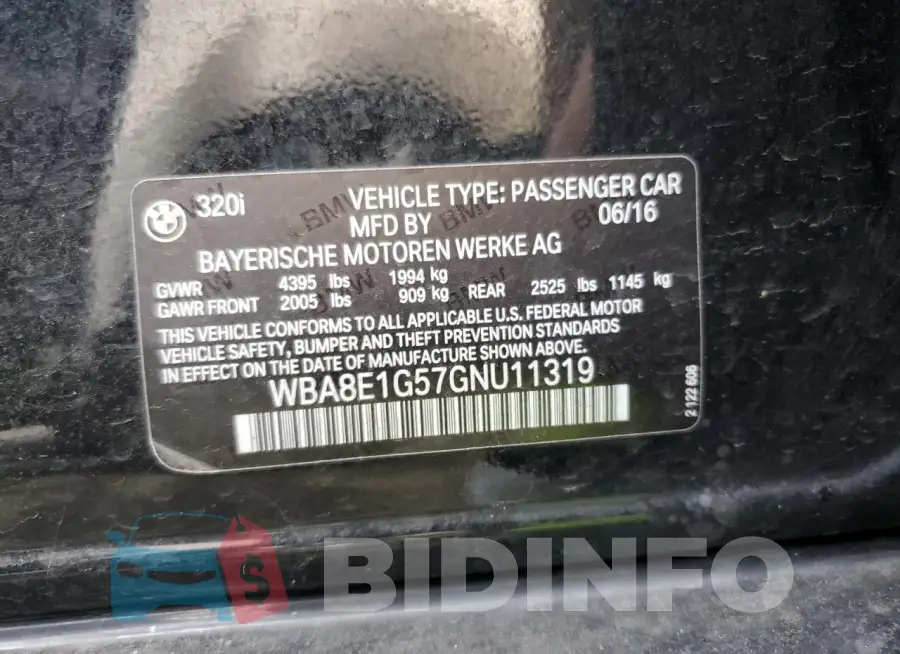 WBA8E1G57GNU11319 Photo# 12