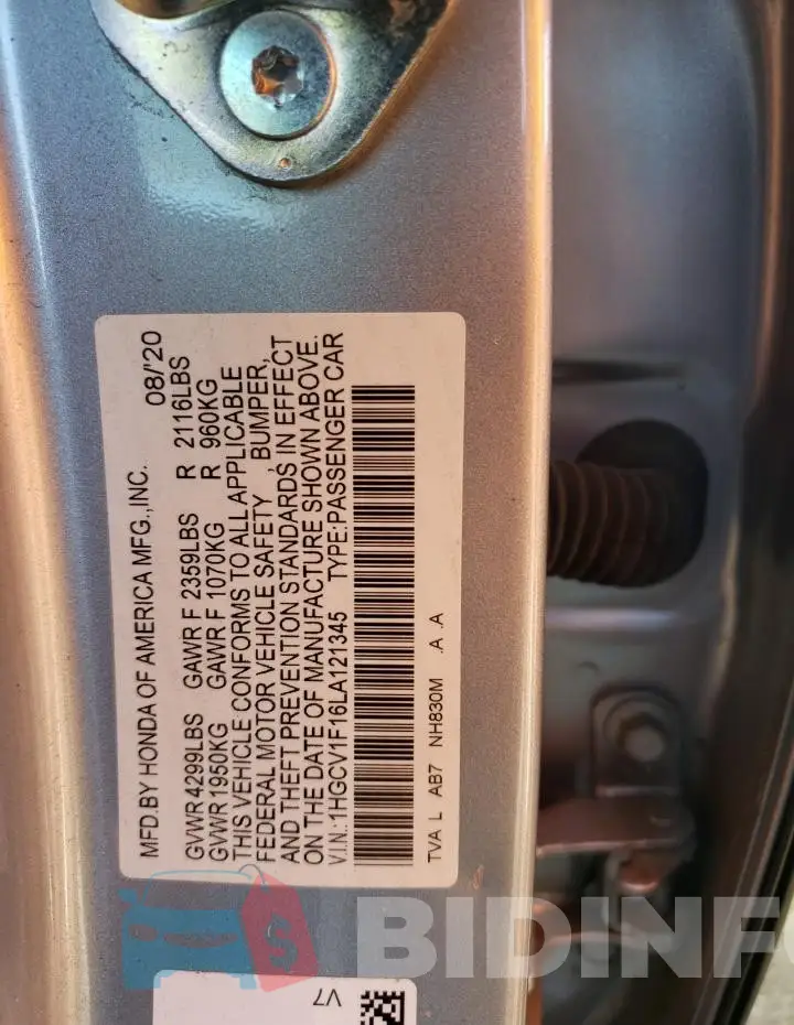 1HGCV1F16LA121345 Photo# 12