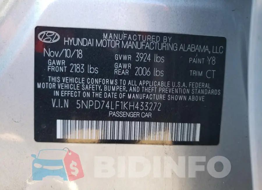 5NPD74LF1KH433272 Photo# 12