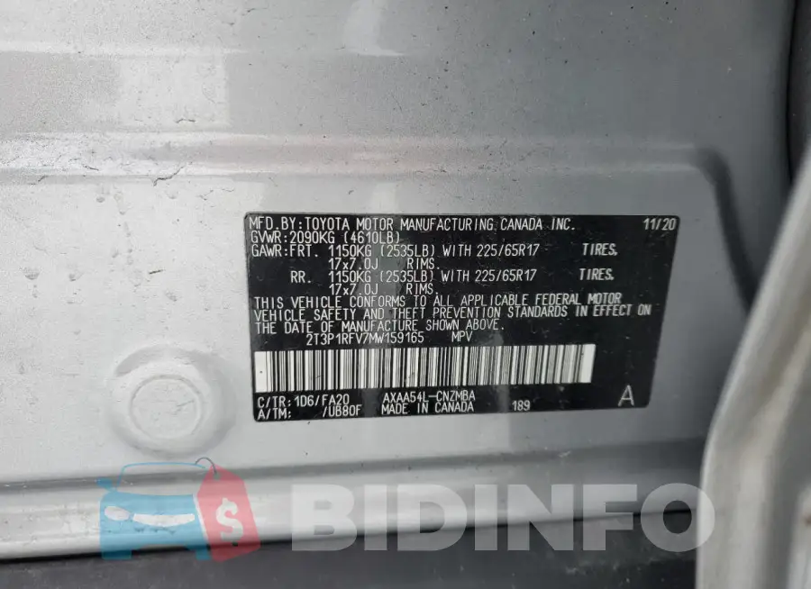 2T3P1RFV7MW159165 Photo# 12