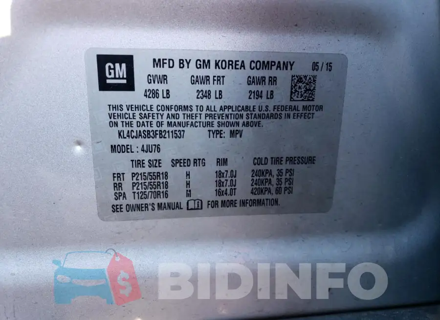 KL4CJASB3FB211537 Photo# 13