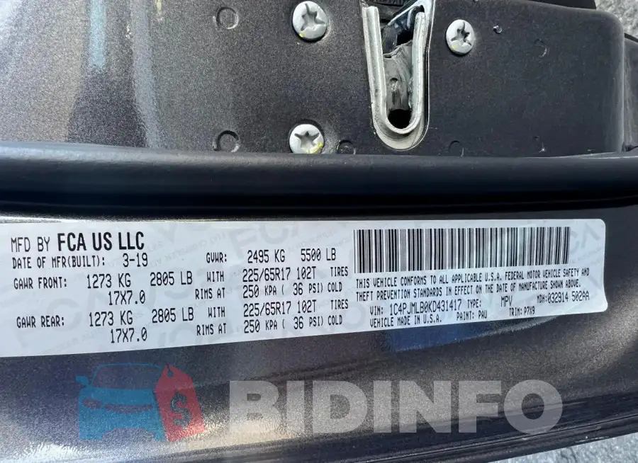 1C4PJMLB0KD431417 Photo# 11