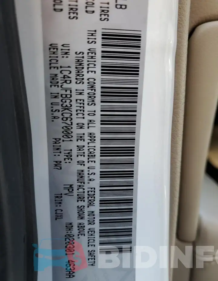 1C4RJFBG3KC670001 Photo# 13