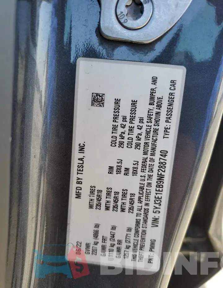 5YJ3E1EB9NF288740 Photo# 12