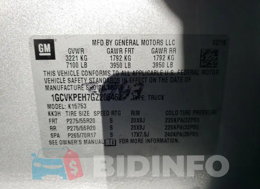 1GCVKPEH7GZ206462 Photo# 12