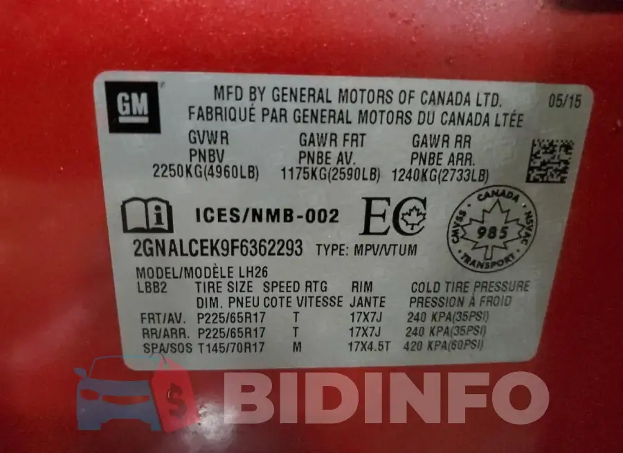 2GNALCEK9F6362293 Photo# 13