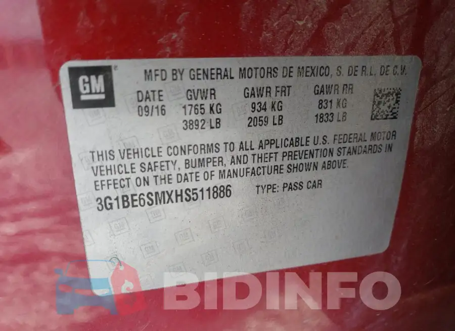 3G1BE6SMXHS511886 Photo# 13