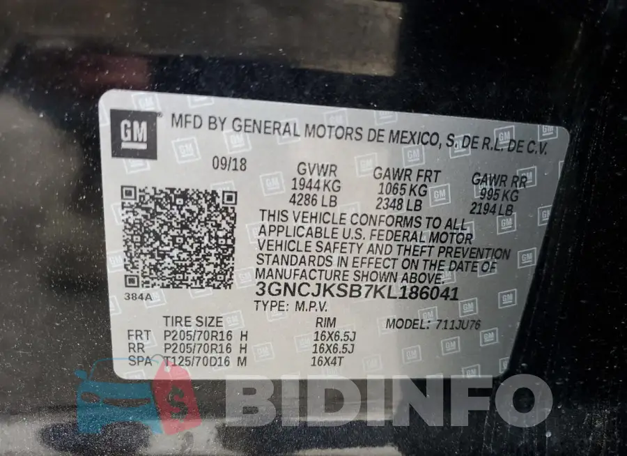 3GNCJKSB7KL186041 Photo# 12