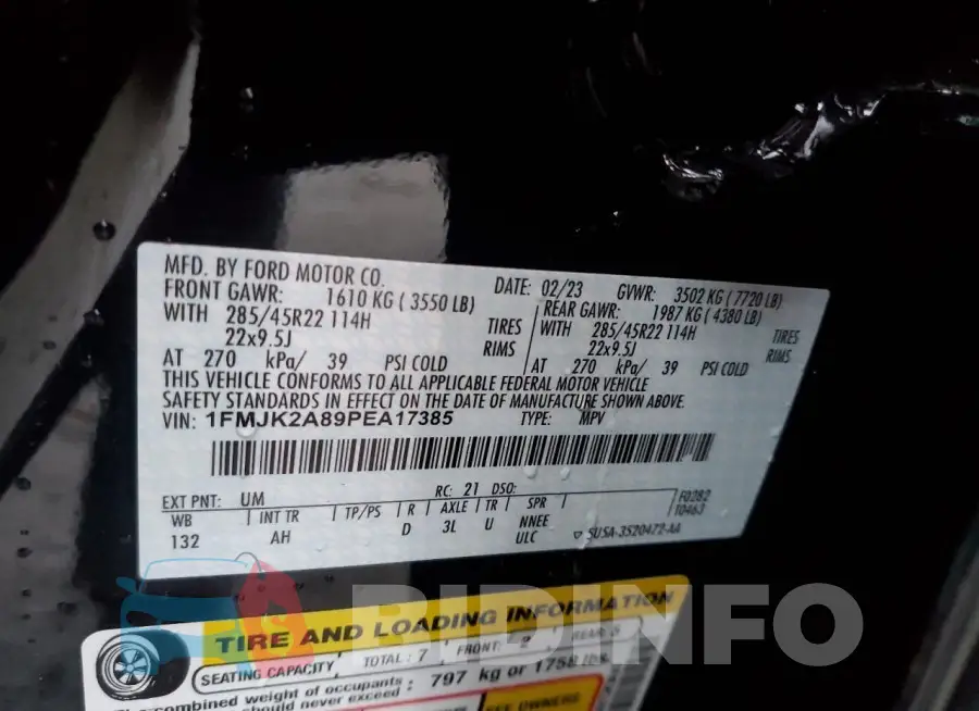 1FMJK2A89PEA17385 Photo# 13
