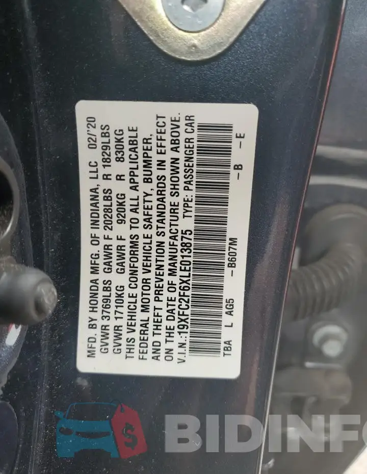 19XFC2F6XLE013875 Photo# 12