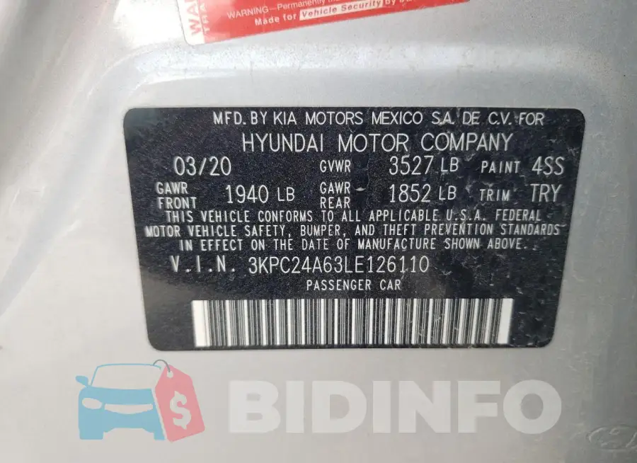 3KPC24A63LE126110 Photo# 12