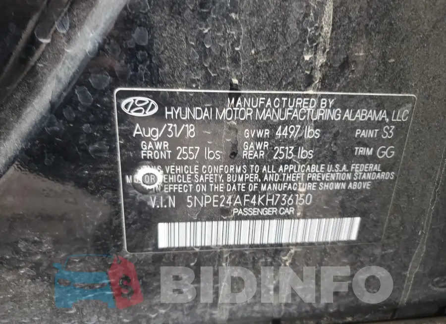 5NPE24AF4KH736150 Photo# 12