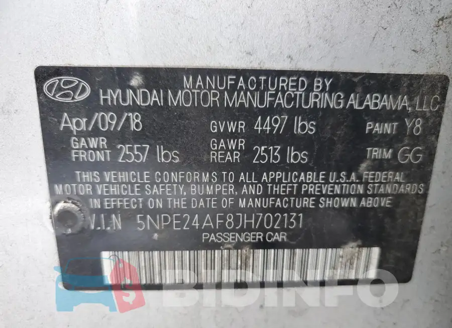 5NPE24AF8JH702131 Photo# 12
