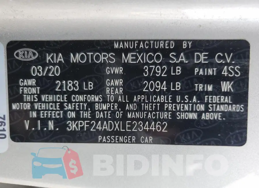 3KPF24ADXLE234462 Photo# 13