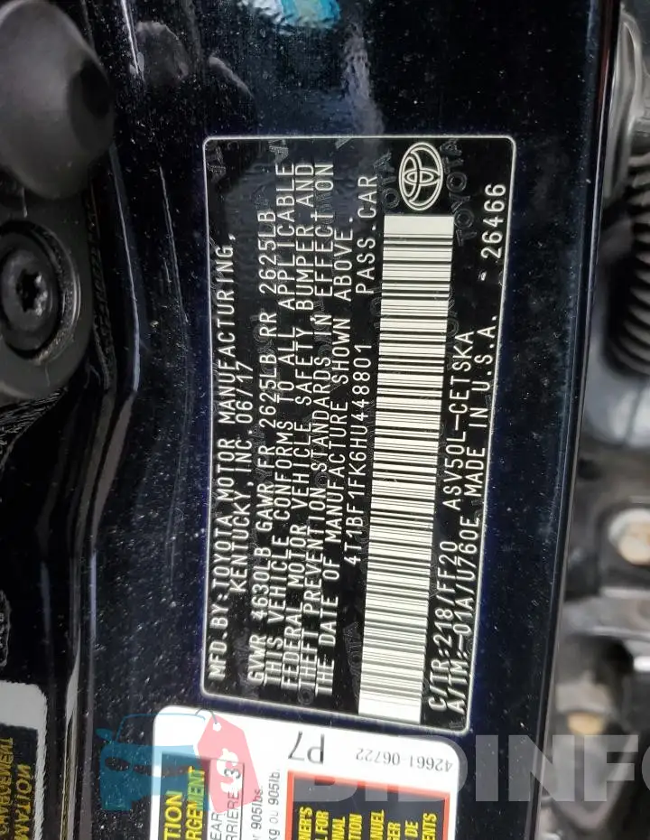 4T1BF1FK6HU448801 Photo# 12