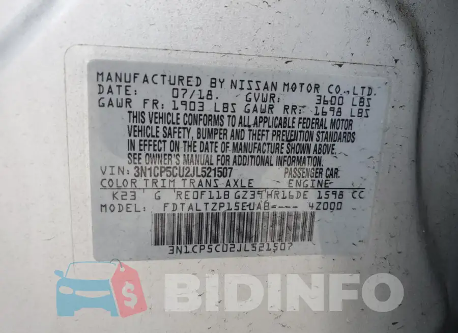 3N1CP5CU2JL521507 Photo# 12