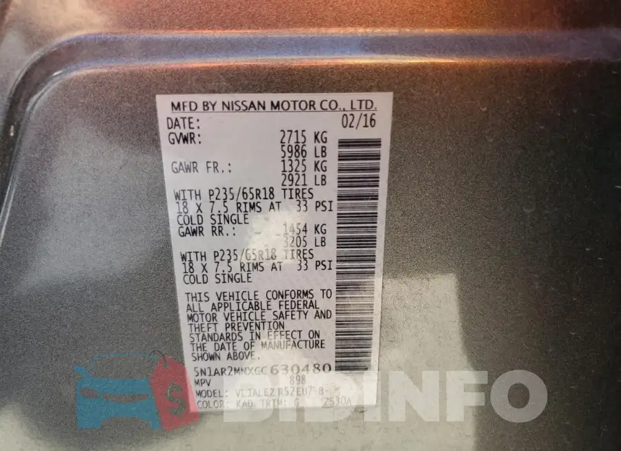 5N1AR2MNXGC630480 Photo# 14