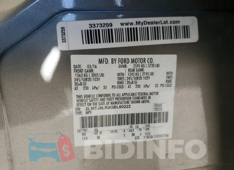 2LMTJ8LR2GBL60222 Photo# 13