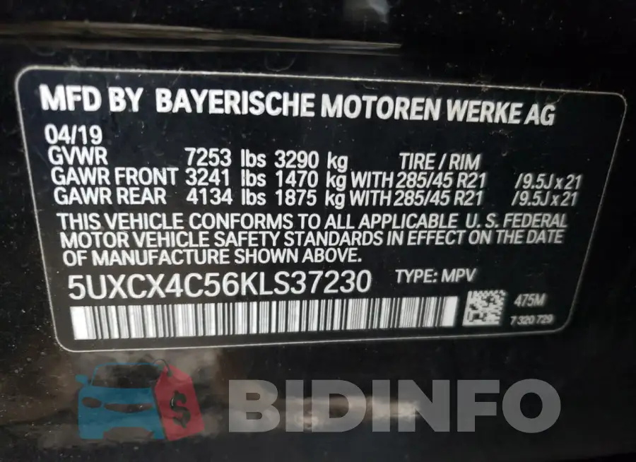 5UXCX4C56KLS37230 Photo# 12