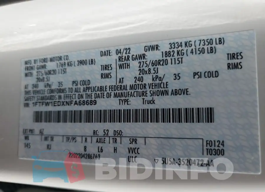1FTFW1EDXNFA68689 Photo# 12