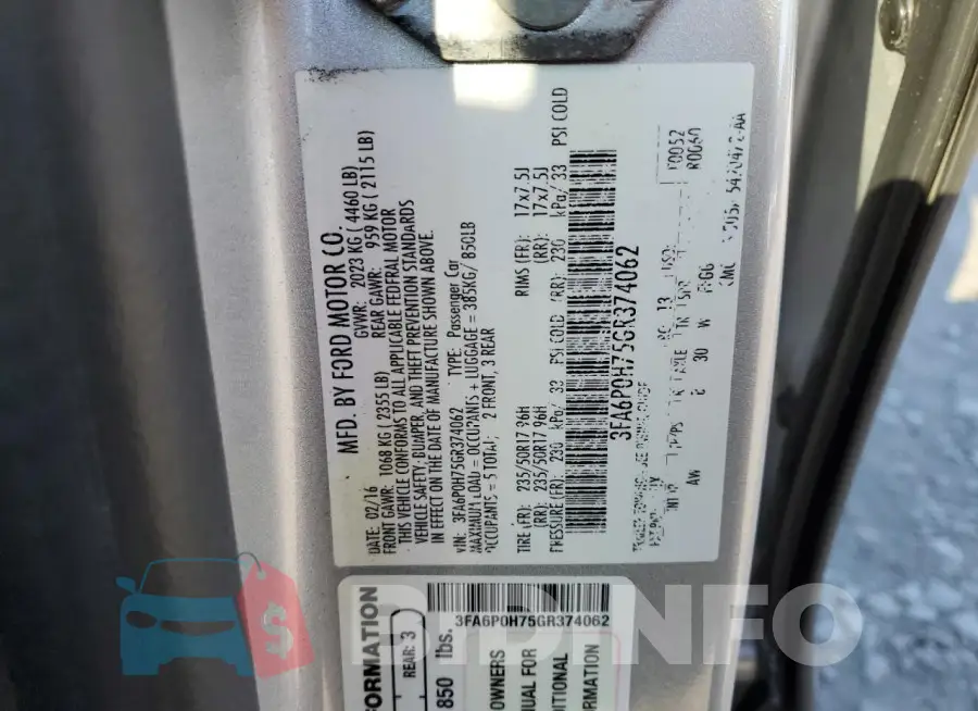 3FA6P0H75GR374062 Photo# 12