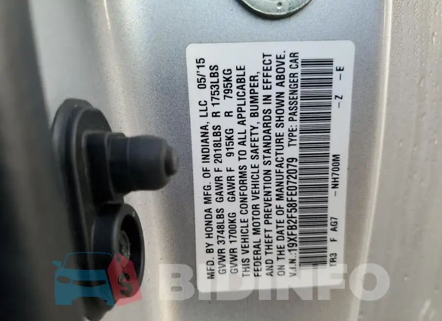 19XFB2F58FE072079 Photo# 13
