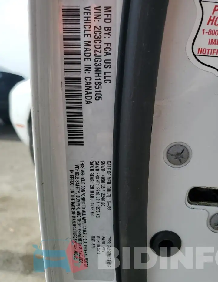 2C3CDZJG3NH185105 Photo# 12