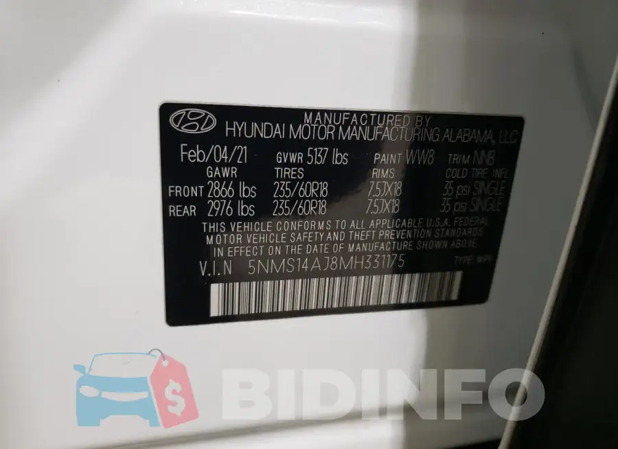 5NMS14AJ8MH331175 Photo# 13