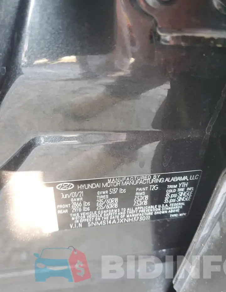 5NMS14AJXNH373011 Photo# 13