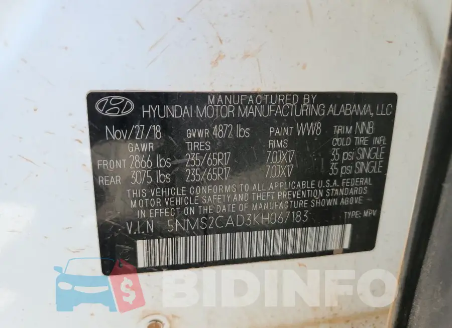 5NMS2CAD3KH067183 Photo# 13