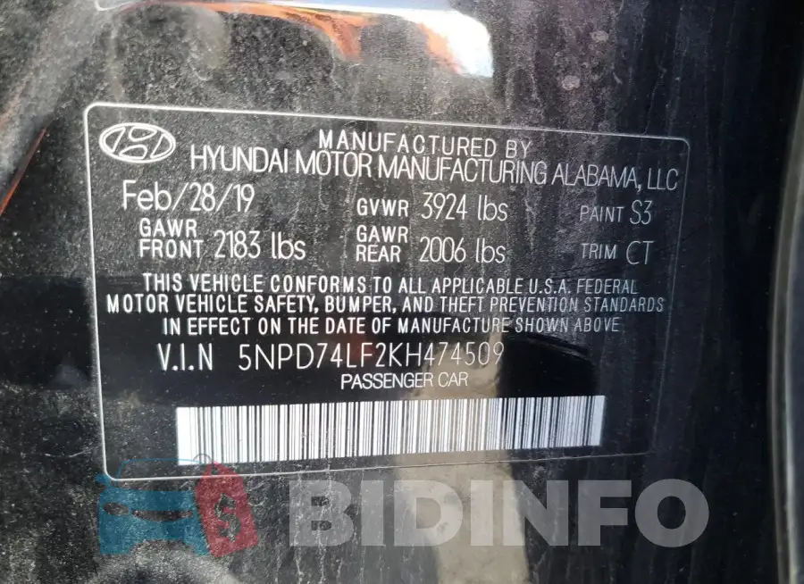 5NPD74LF2KH474509 Photo# 12