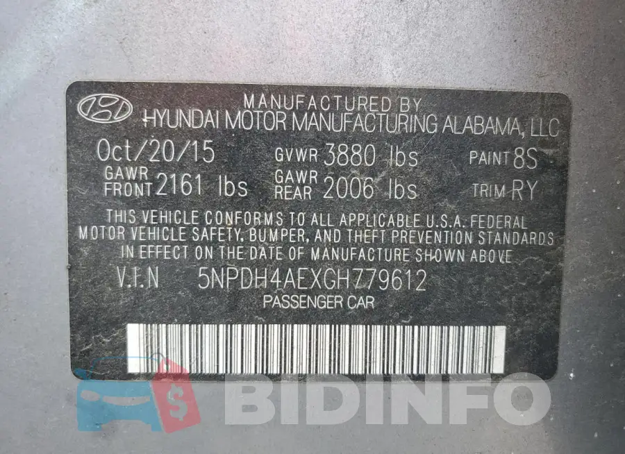 5NPDH4AEXGH779612 Photo# 13