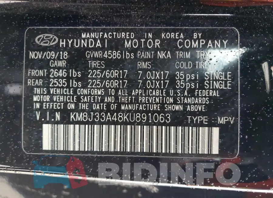 KM8J33A48KU891063 Photo# 14
