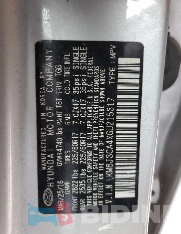 KM8J3CA4XGU215317 Photo# 13