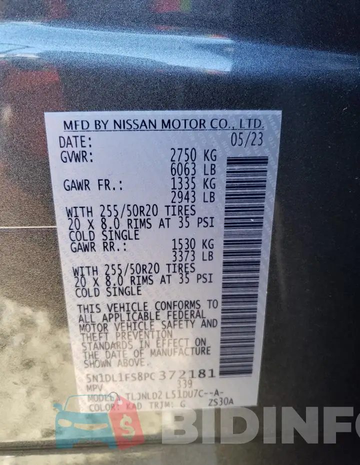 5N1DL1FS8PC372181 Photo# 14