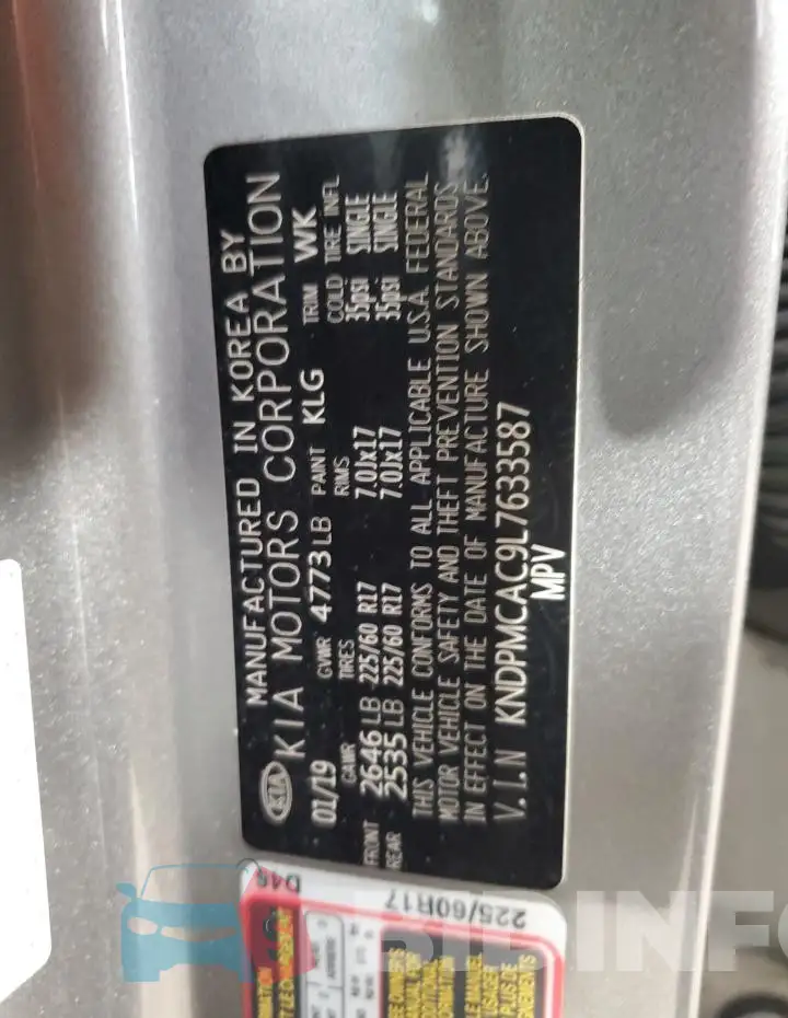 KNDPMCAC9L7633587 Photo# 13